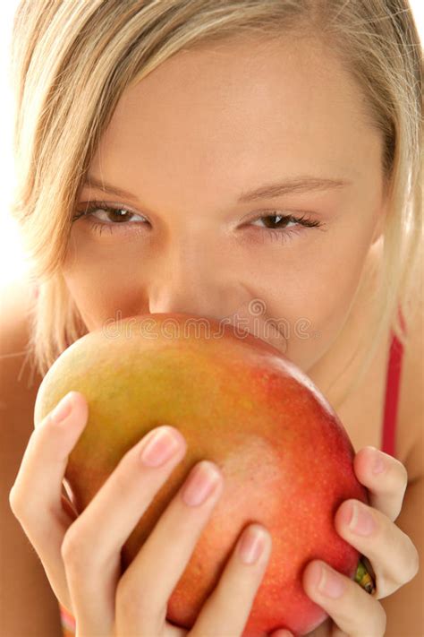 Woman With Mango Stock Image Image Of Face Blonde Attractive 11241451