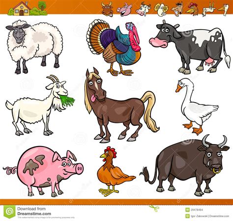Farm Animals Set Cartoon Illustration Stock Images Image 29478494