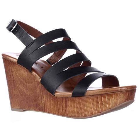 Womens Lucky Brand Marinaa Wedge Strappy Sandals Black