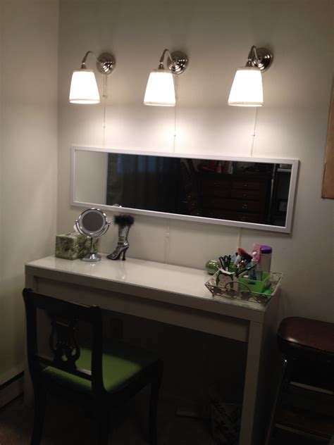 But, works just as well as a desk, a place to unload keys or mail in the entrance or to pile magazines behind the ikea family price. Ikea vanity; Malm dressing table and arstid wall lamps ...