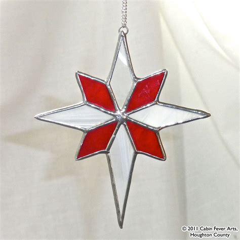 Red Star In Stained Glass Christmas Tree Ornament T Stained Glass