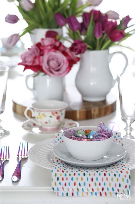 I bought a pink bunny because my little granddaughter loves pink & the bunny is so cute lit up. Fun and Colorful Easter Decorations for Your Dining Room