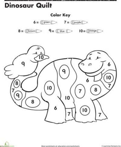 For more info on learning go here. Worksheets: Dinosaur Color By Number / Preschool items ...