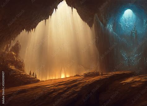 Large Strange Alien System Cave Background Digital Art Illustration