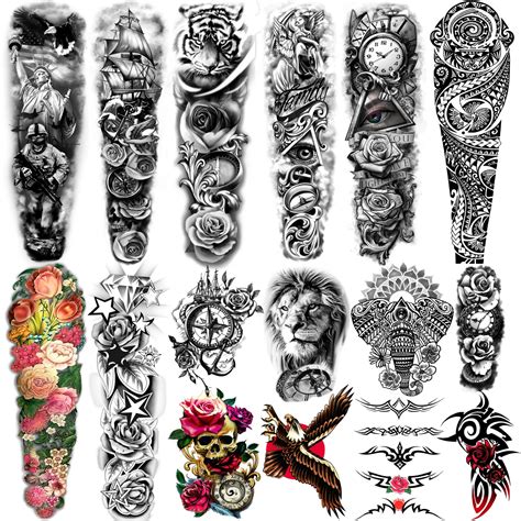 Buy Yazhiji Extra Large Temporary Tattoos 8 Sheets Full Arm Fake