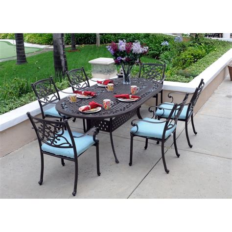 Meadow Decor Kingston Oval Cast Aluminum Patio Dining Set Seats 6