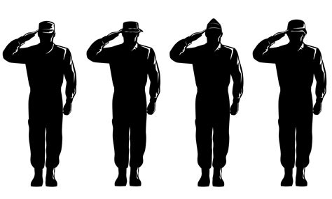 American Soldier Military Serviceman Personnel Silhouette Saluting
