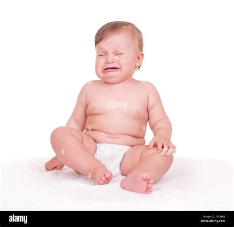 Baby Cries On White Stock Photo Alamy