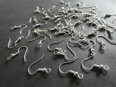 PIECE PACK Mm Brass Earring Hooks Classic Silver Color Fishhook Earrings Mm Pin