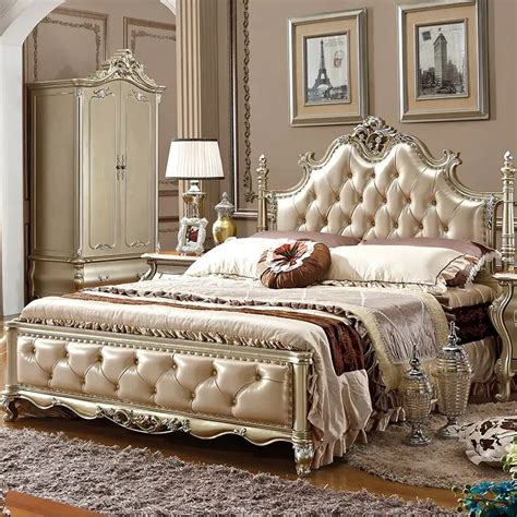 Antique Royal European Style Bedroom Furniture Classic Bed Set In