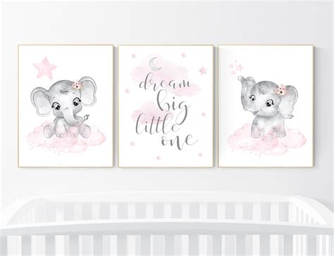 Nursery Decor Girl Elephant Nursery Nursery Wall Art Elephant Baby