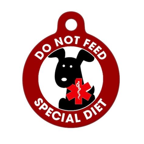 Medical Id Tag Do Not Feed Special Diet Black Dog Etsy