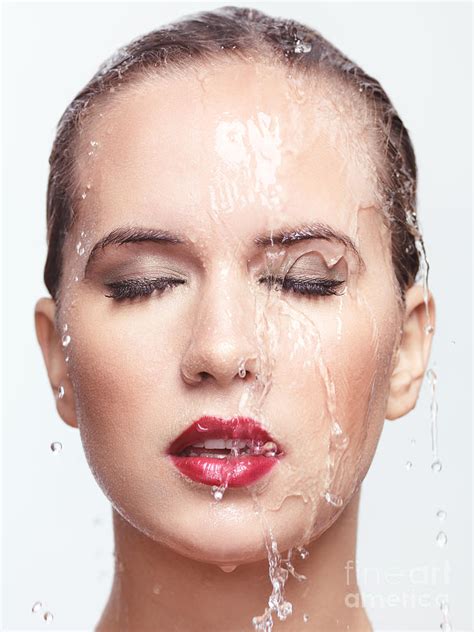Woman Face With Water Running Over It Photograph By Maxim Images Exquisite Prints Pixels