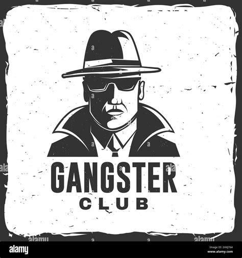 Gangster Club Badge Design Vector Illustration Vintage Monochrome