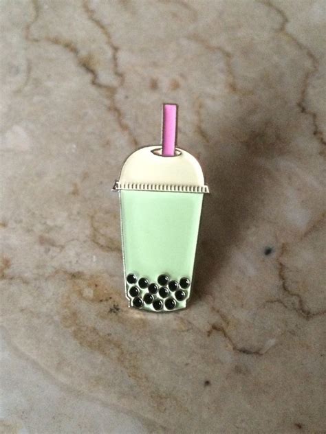 Image Of Matcha Boba Tea Pin Pin Patches Bubble Milk Tea