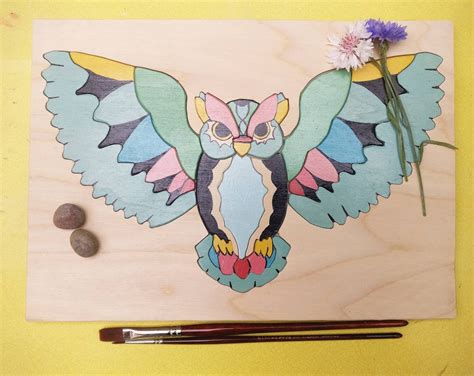 Handmade Large Wooden Owl Puzzle Etsy Uk