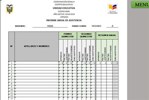 Plantilla En Excel Control De Asistencia Para Estudiantes Ayuda Docente