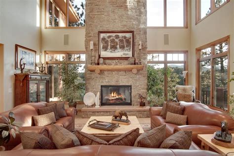 This Custom Mountain Contemporary Living Room Great Room With A Wall