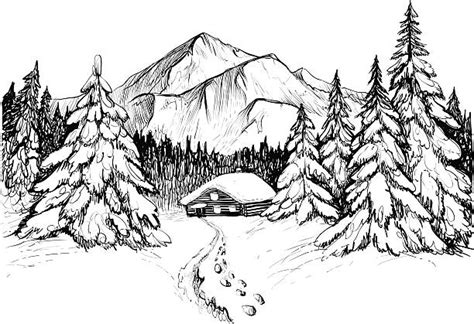 Best Black White Snow Scene Silhouette Illustrations