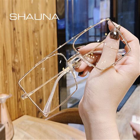 Shauna Anti Blue Light Luxury Crystal Square Eyeglasses Frame Double Bridges Fashion Metal