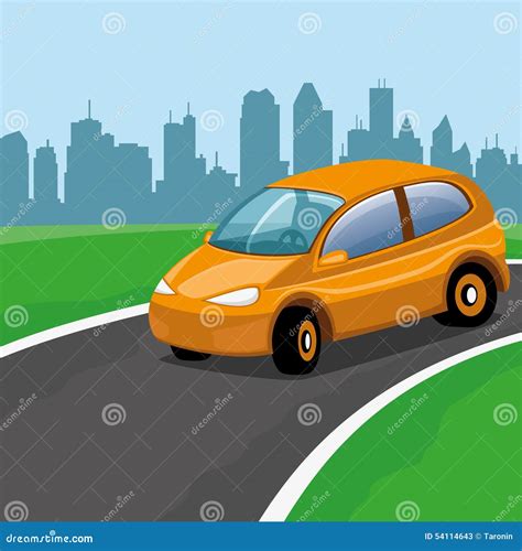 Car On The Road Stock Vector Illustration Of Poster 54114643