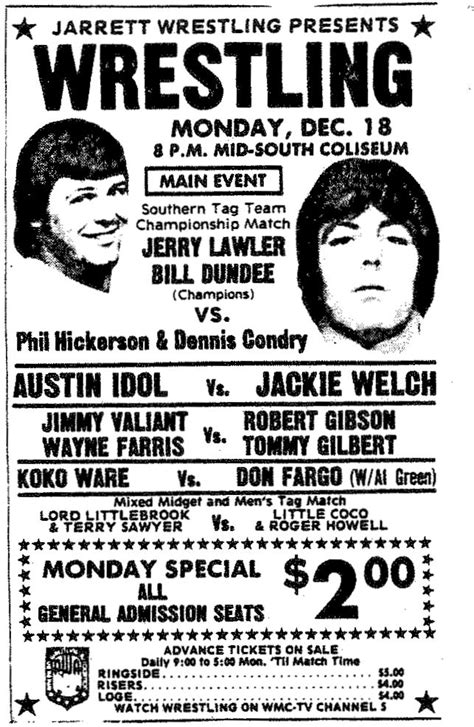 Memphis Tn Mid South Coliseum 1978 12 18 Memphis Wrestling Posters
