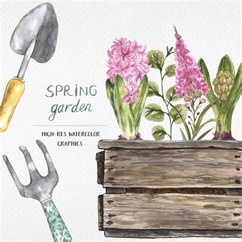 Watercolor Garden Clipart Floral Gardening Illustration 568932