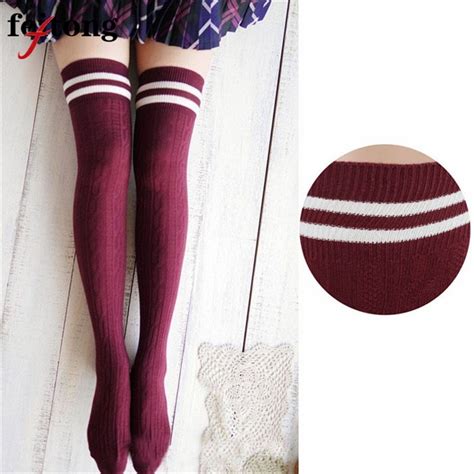 Buy Feitong College Wind Thigh High Socks Cute