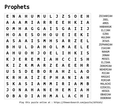 Download Word Search On Prophets