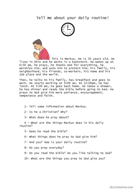 Tell Me About Your Daily Routine Di English Esl Worksheets Pdf Doc