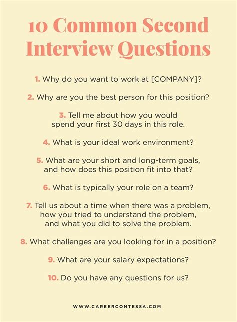 10 Common Second Interview Questions How To Prepare For Them