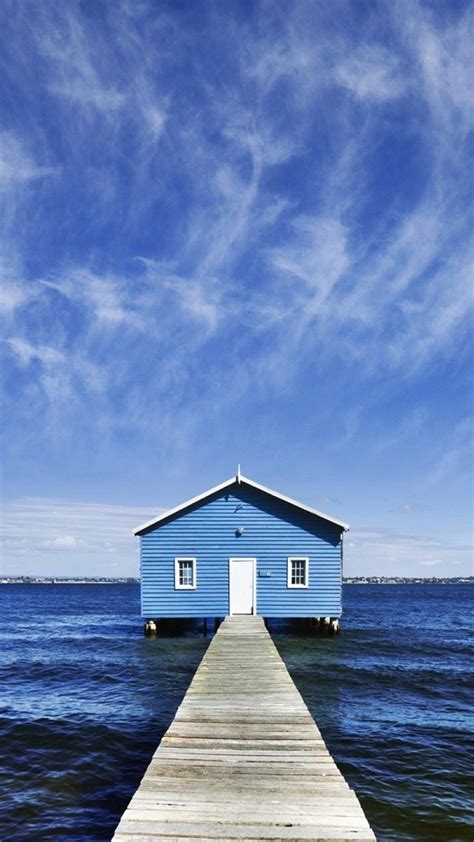 Blue House On Sea High Quality Htc One Wallpapers And Abstract