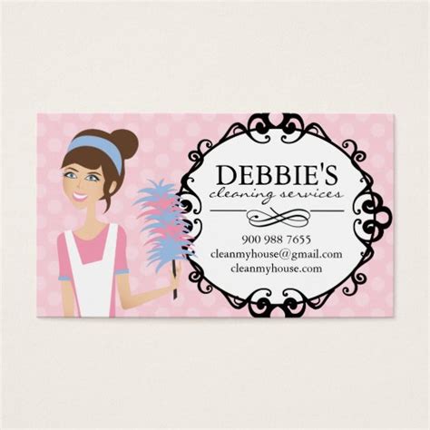 Easy to personalize with your logo & details. Whimsical House Cleaning Services Business Cards | Zazzle ...
