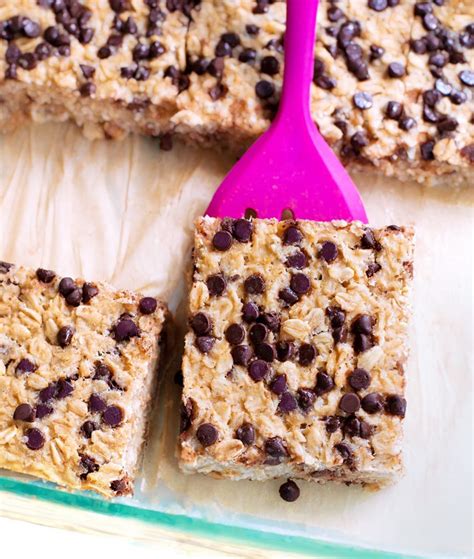 Line an 8x8 inch square baking dish with parchment paper. Chocolate Chip Oatmeal Breakfast Squares | Oatmeal ...