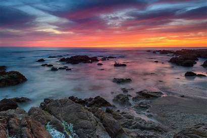 Asilomar California Sunset Golden Waves Hour Sea