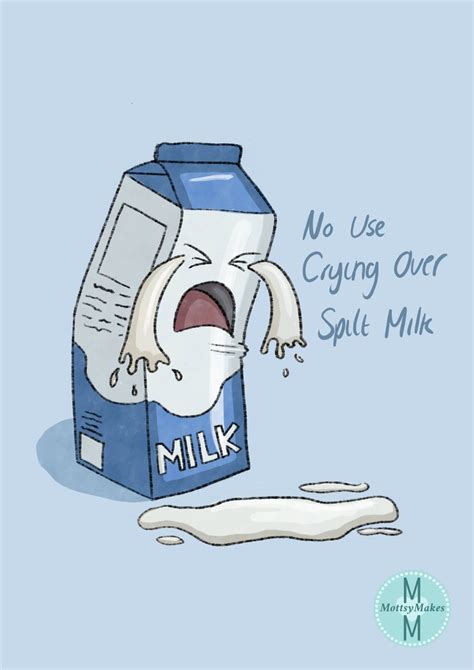 Crying Over Spilt Milk Digital Illustration Cute Funny Wall Etsy
