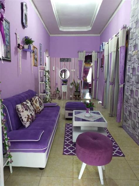 ruang tamu sederhana warna ungu warna bangunan secara umum berwarna