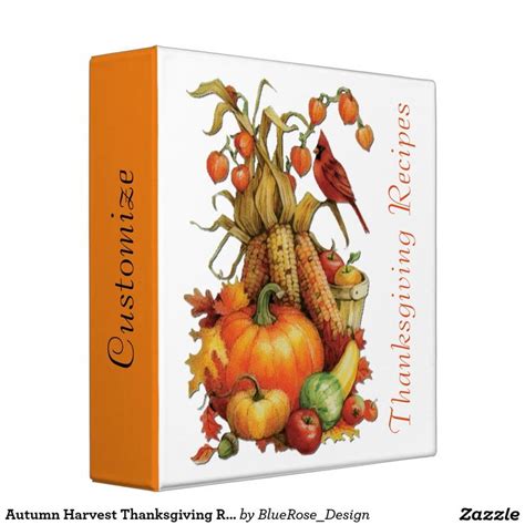 Autumn Harvest Thanksgiving Recipe Binder Zazzle Harvest