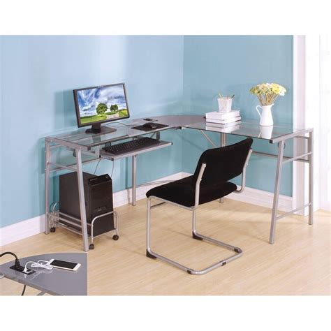 Acme Furniture Brielle Contemporary Silver L Shaped Desk In The Desks