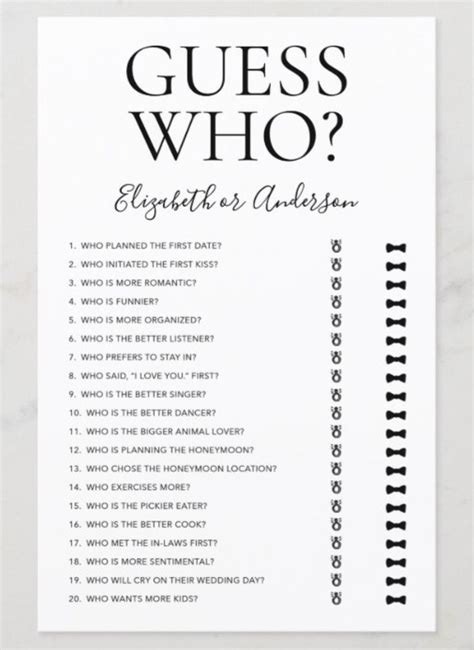 Guess Who Bridal Shower Game Zazzle Bridal Shower Games Bridal