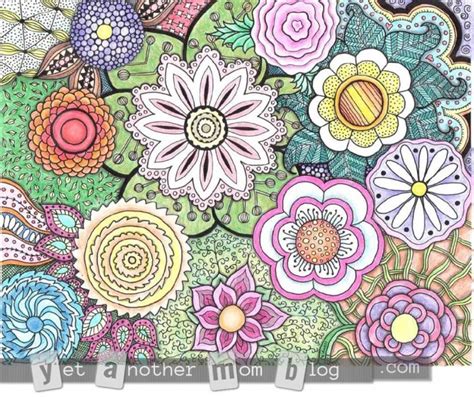 1 black and white pdf file without the large kcdoodleart copyright text. More Coloring Pages for Adults: Zentangle Flowers —Yet ...
