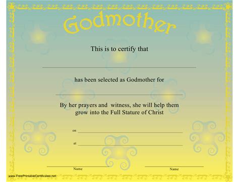 Godmother Certificate Template Download Printable Pdf