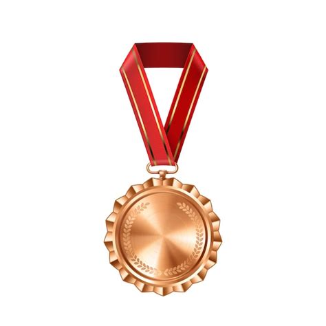 Premium Vector Realistic Bronze Empty Medal On Red Ribbon Sports
