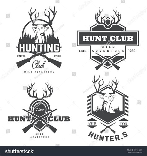 Set Vintage Hunting Fishing Labels Badges Vector De Stock Libre De