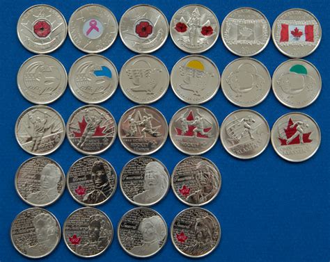 Full Set Of Canadian Colored Circulation Quarters For Sale Or Swap