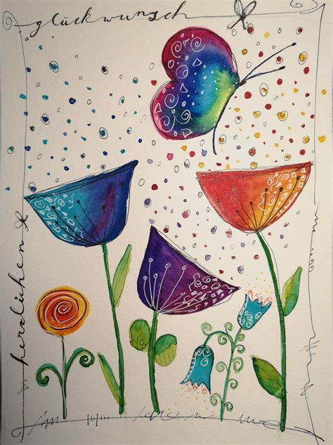 #happypainting#Aquarell#watercolor#happybirthday#flowers | Aquarell, Aquarell karte, Blumen kunst