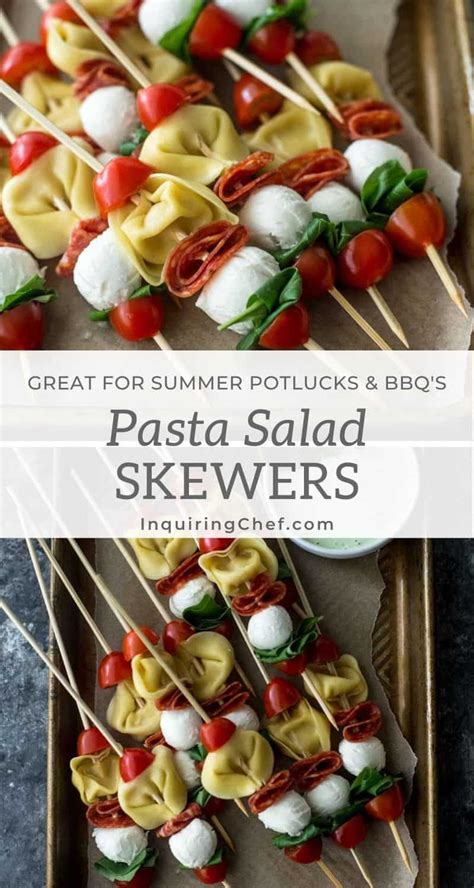 Pasta Salad Skewers Recipe Summer Bbq Appetizers Bbq Appetizers