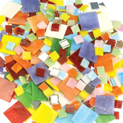 Glass Mosaic Tiles Assorted Colours 500g Pack Mosaics