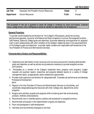 By reviewing our vice president of finance resume sample, you become more familiar with best your knowledge of economics, accounting, mathematics, and administration is also critical to the role, so. FREE 8+ Vice President Job Description Samples in MS Word ...