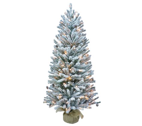 Puleo Pre Lit 3 Flocked Fir Artificial Christmas Tree